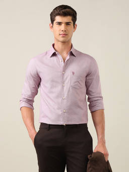 U.S. POLO ASSN. - Pink Textured Tailored Fit Shirt