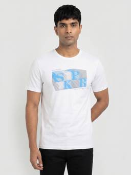 Spykar - Men White Regular Fit T-Shirt