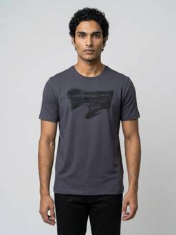 Spykar - Men Grey Regular Fit T-Shirt