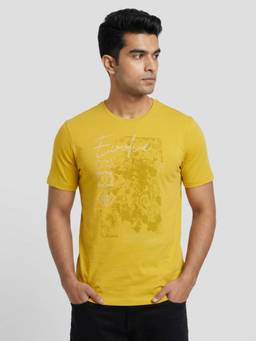 Spykar - Men Yellow Regular Fit T-Shirt