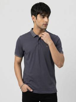 Spykar - Men Grey Regular Fit Polo T-shirt