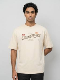 Spykar - Men Off-White Relaxed Fit T-Shirt