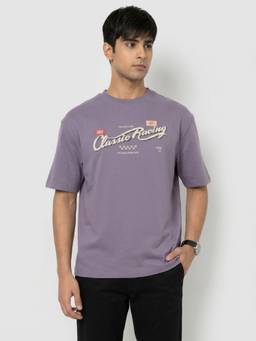 Spykar - Men Purple Relaxed Fit T-Shirt