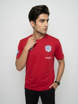 Spykar - Men Red Relaxed Fit T-Shirt