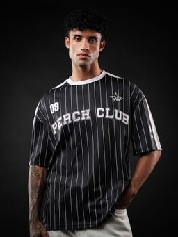 Perch - Black Striped Oversized Jersey T-Shirt