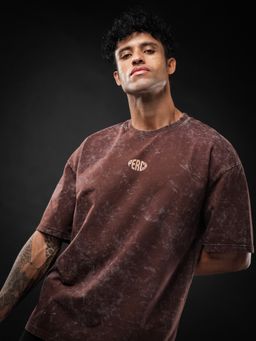 Perch - Brown Acid Wash Oversized T-Shirt