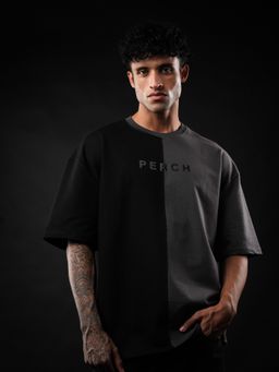 Perch - Black Grey Divider Oversized T-Shirt