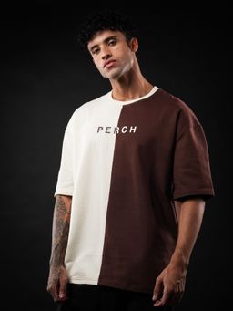 Perch - Brown Cream Divider Oversized T-Shirt