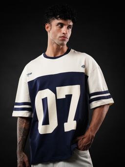 Perch - Navy Blue Cut and Sew 07 Oversized T-Shirt