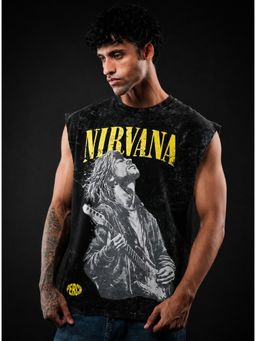 Perch - Black Nirvana Acid Wash Tank T-Shirt