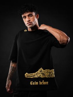 Perch - Black Crocodile Print Oversized T-Shirt