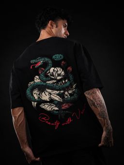 Perch - Black Snake Print Oversized T-Shirt