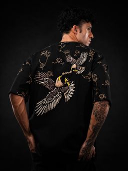Perch - Black Eagle Print Oversized T-Shirt