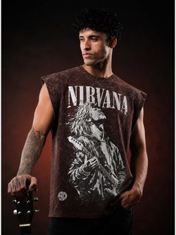 Perch - Brown Nirvana Acid Wash Tank T-shirt