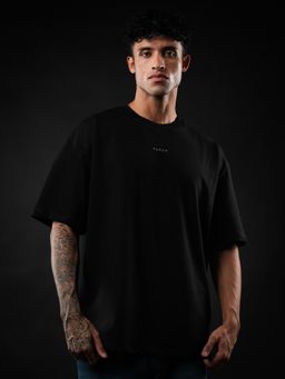 Perch - Black Solid Oversized T-shirt