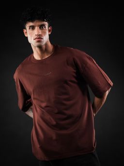 Perch - Brown Solid Oversized T-shirt