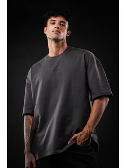 Perch - Dark Grey Solid Oversized T-shirt