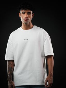 Perch - White Solid Oversized T-shirt