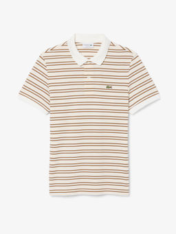 Lacoste - Brown Classic Fit Striped Petit Pique Polo T-Shirt