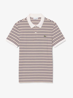Lacoste - Brown Classic Fit Striped Petit Pique Polo T-Shirt