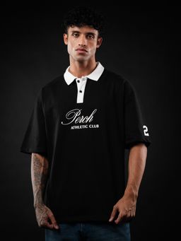 Perch - Black Perch Club Oversized Polo T-shirt