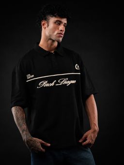 Perch - Black Perch League Oversized Polo T-shirt