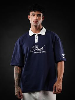 Perch - Navy Blue Perch Club Oversized Polo T-shirt