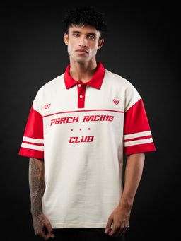Perch - Red Perch Racing Oversized Polo T-shirt