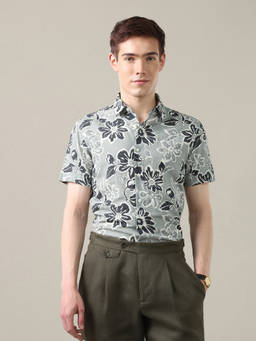 U.S. Polo Assn. Denim Co. - Green Floral Printed Regular Fit Shirt