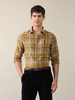 U.S. Polo Assn. Denim Co. - Mustard Twill Plaid Checked Shirt