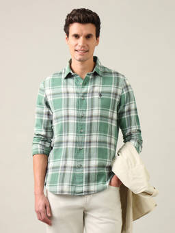 U.S. Polo Assn. Denim Co. - Green Tartan Checked Twill Shirt