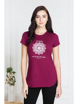 Van Heusen Woman Lingerie and Athleisure - Van Heusen Women Round Neck & Short Sleeve Lounge T-Shirt - Burgundy