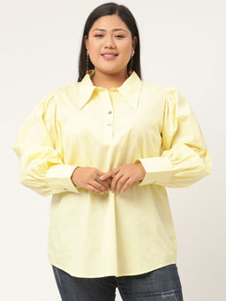 theRebelinme - Plus Size Womens Lime Solid Color Shirt Style Top