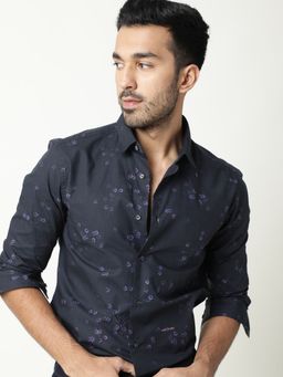 Rare Rabbit - Navy Printed Casual Shirt