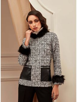 Label Deepika Nagpal - Black Tweed Textured Jacket