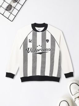 max - Boys Cream and Black Striped Sweatershirt