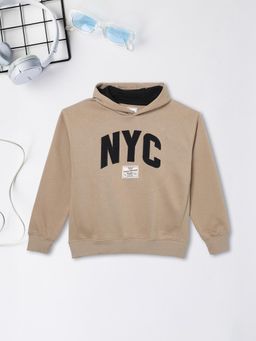max - Boys Beige Applique Hooded Sweatshirt