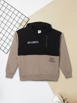 max - Boys Beige Printed Hooded Sweatshirt
