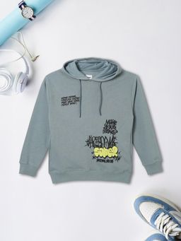 max - Boys Blue Printed Hooded Sweatshirt