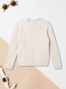 max - Boys Beige Neppy Cable Knit Sweater