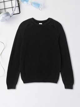 max - Boys Black Solid Knit Sweater