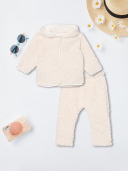 max - Girls Cream Fuzzy Co-Ord Set