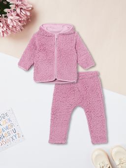 max - Girls Pink Fuzzy Co-Ord Set