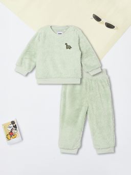max - Boys Green Fuzzy Co-Ord Set