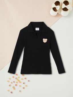 max - Girls Black Solid Knit Top