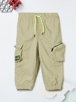 max - Boys Green Solid Cargo Joggers