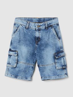 max - Boys Blue Washed Denim Cargo Shorts