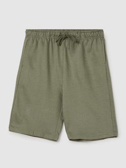 max - Boys Olive Knit Solid Shorts