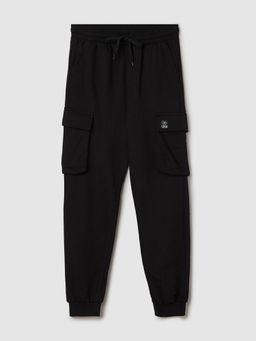 max - Boys Black Solid Cargo Joggers