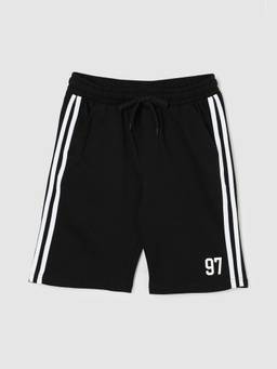 max - Boys Black Side Striped Knit Shorts